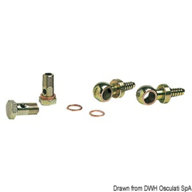 Osculati Kit Fitted With 2 Swivelling Brass Joints + 2 Hose Adaptors + 4 Cooper Gaskets Kit 2 swivelling brass joints 8 mm